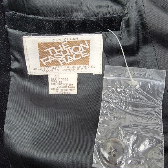 Vintage The Fashion Place Velvet Black Blazer 14 - Picture 3 of 3